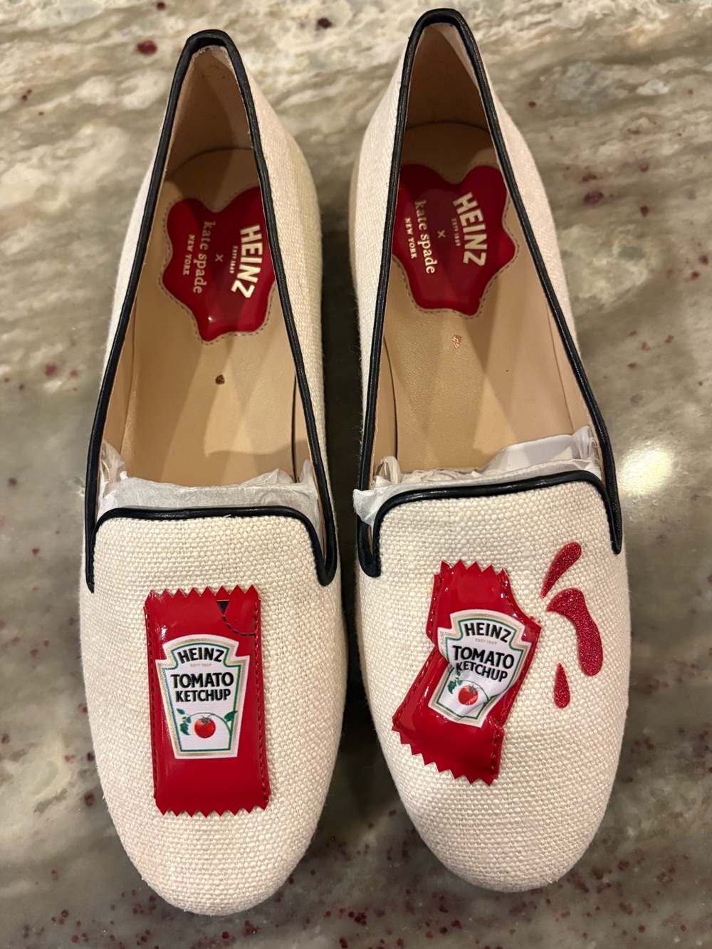 Heinz x Kate Spade White Canvas Ketchup Patch Women's Flats